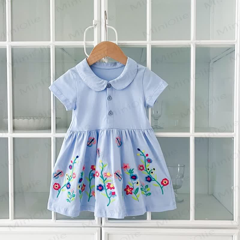 Vestito a fiori in maglia con risvolto per bambina - image 4