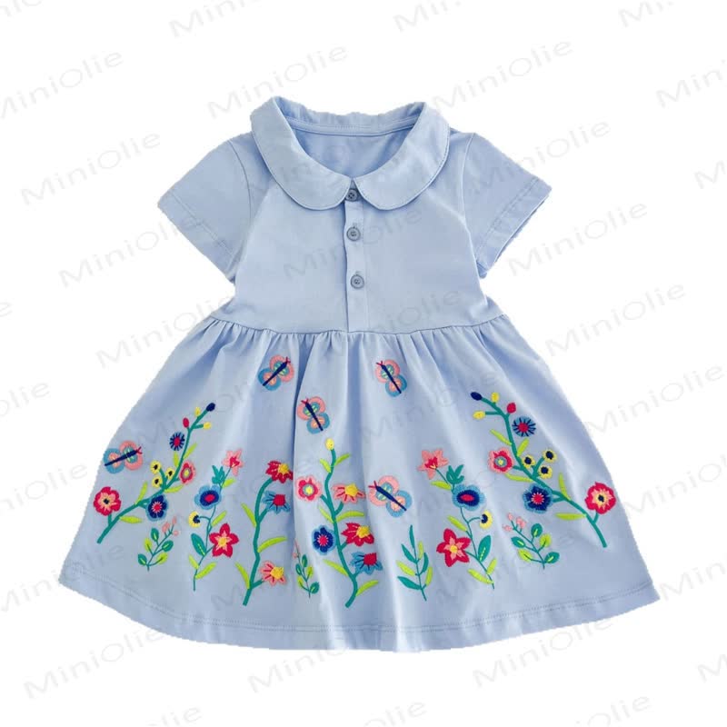 Vestito a fiori in maglia con risvolto per bambina - image 6