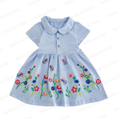 Vestito a fiori in maglia con risvolto per bambina - image 6