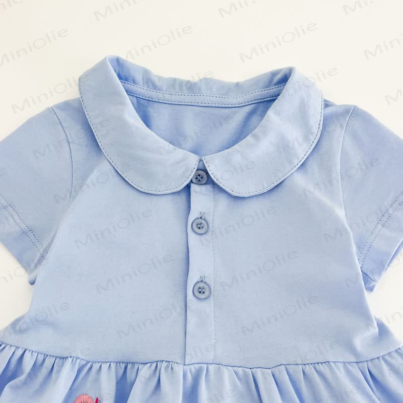 Vestito a fiori in maglia con risvolto per bambina - image 7