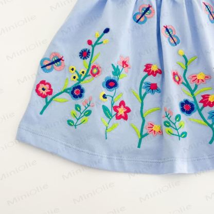 Vestito a fiori in maglia con risvolto per bambina - image 9