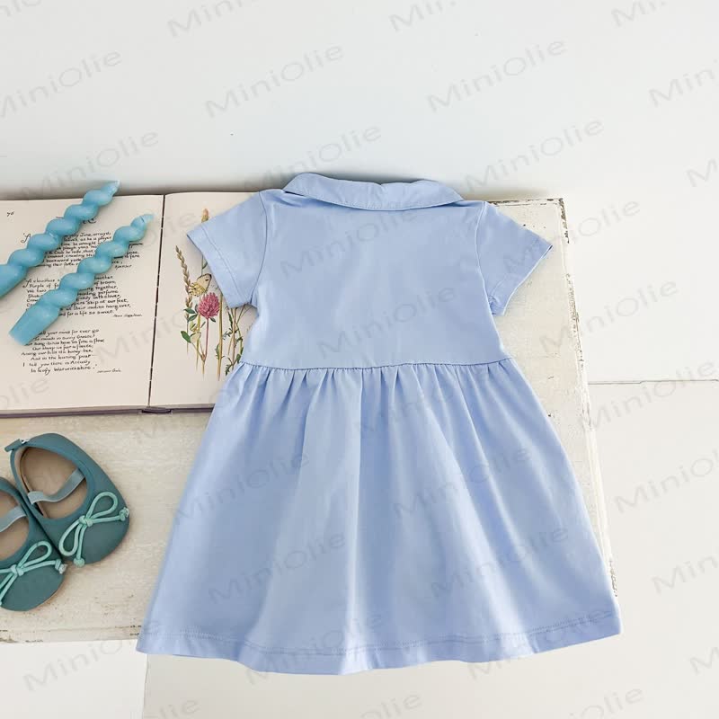 Vestito a fiori in maglia con risvolto per bambina - image 2