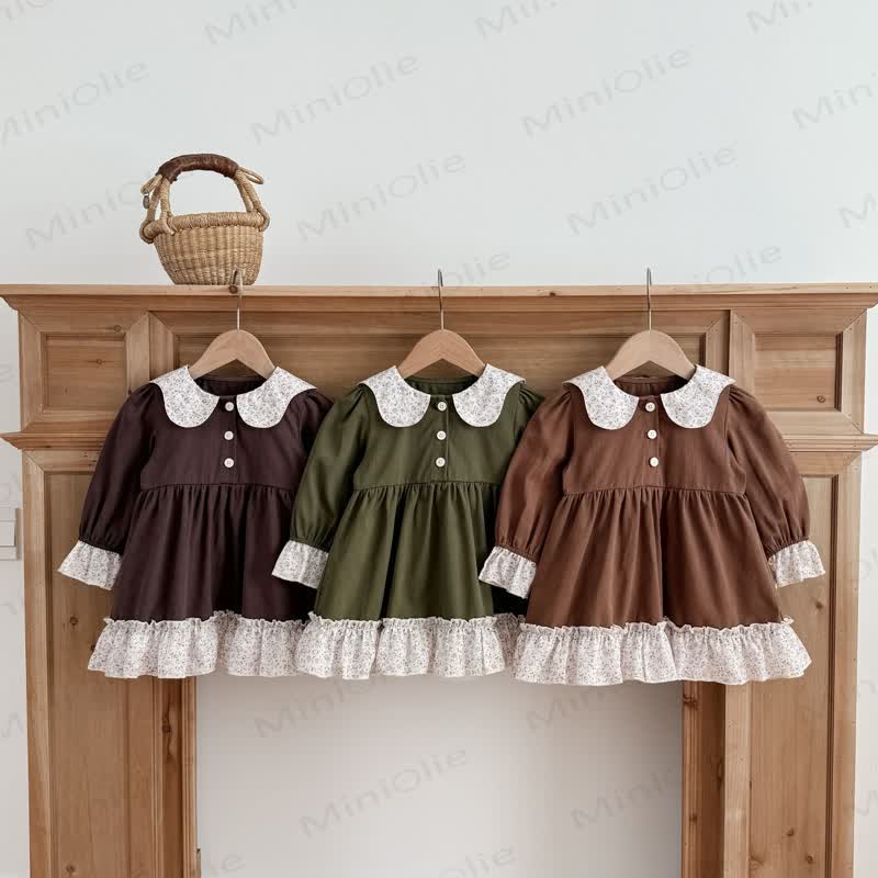 Vestito in pizzo floreale con revers per bambina - image 1