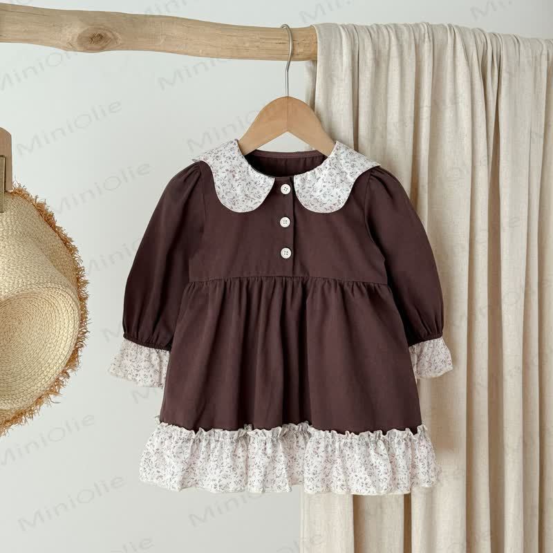 Vestito in pizzo floreale con revers per bambina - Marrone scuro - 8 anni - image 4