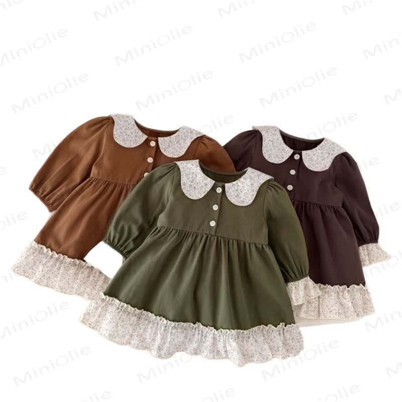 Vestito in pizzo floreale con revers per bambina - image 2