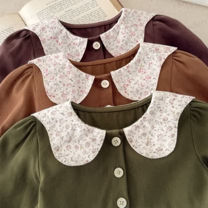 Vestito in pizzo floreale con revers per bambina - image 6