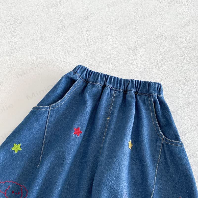 Pantaloni jeans ricamati per bambini piccoli con cane - image 5