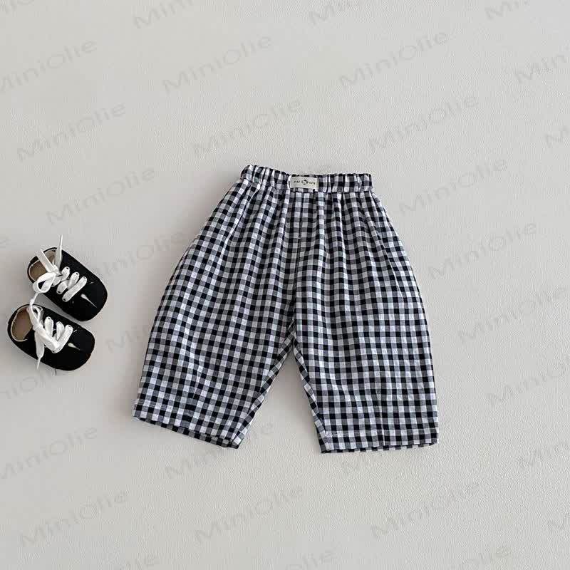 Pantaloni a quadri per neonati e bambini - Plaid bianco nero - 5-7T - image 8