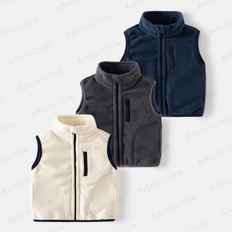 Gilet in pile tinta unita per bambini - image 1