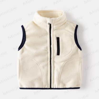 Gilet in pile tinta unita per bambini - Beige - 8 anni - image 3