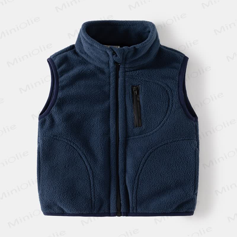 Gilet in pile tinta unita per bambini - Blu scuro - 8 anni - image 2