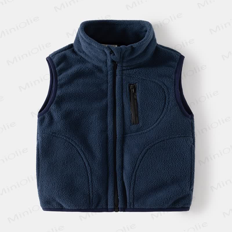Gilet in pile tinta unita per bambini - Blu scuro - 8 anni - image 2