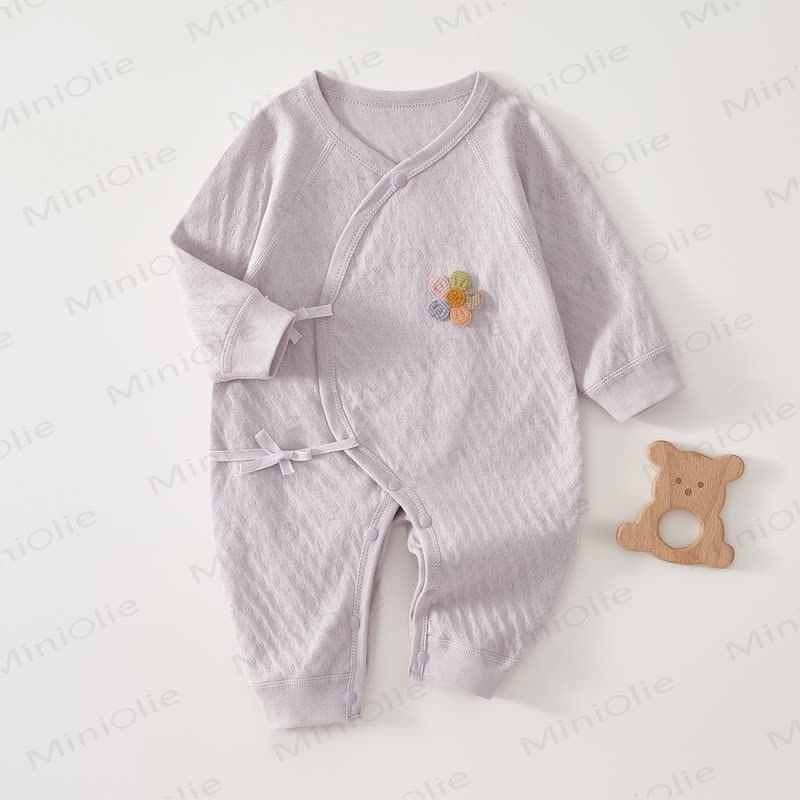 Tutina kimono in cotone a fiori per neonato - Viola - 3-6 mesi - image 2