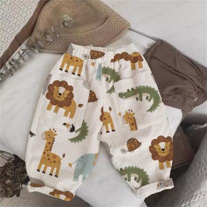 Pantaloni beige Zoo Cord per neonati e bambini - Beige - 5-7T - image 1