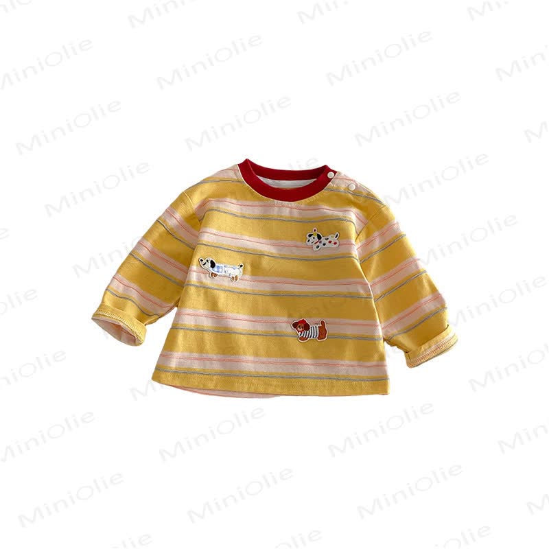 Maglietta a righe per neonati e bambini piccoli con cucciolo - image 6