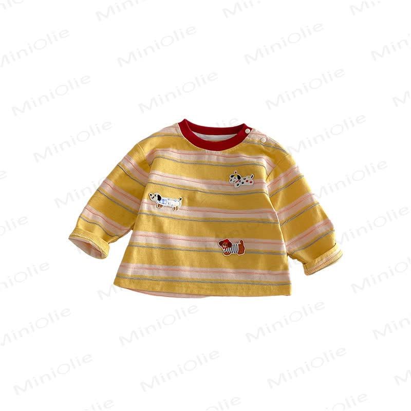 Maglietta a righe per neonati e bambini piccoli con cucciolo - image 6