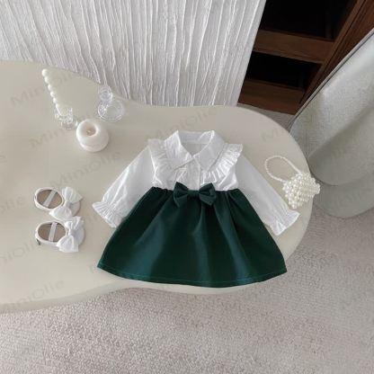 Vestito con fiocco per neonati e bambini - Verde - 3-5T - image 1