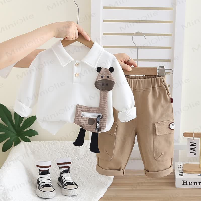 Set da 2 pezzi per neonato e bambino, modello giraffa - Beige - 5-7T - image 2