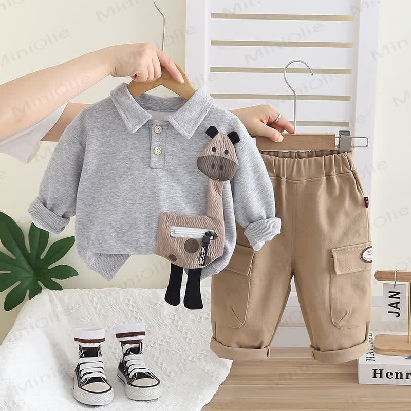 Set da 2 pezzi per neonato e bambino, modello giraffa - Grigio - 5-7T - image 3