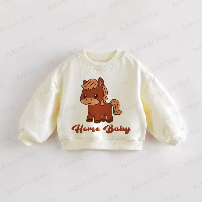 Felpa per neonati e bambini HORSE BABY - Crema - 3-5T - image 1