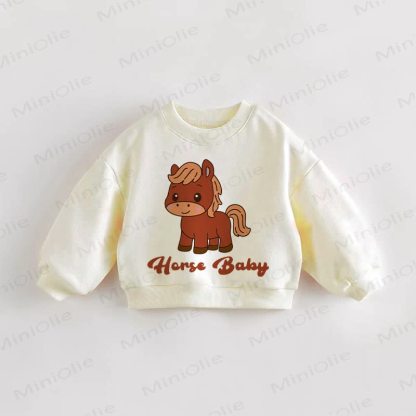 Felpa per neonati e bambini HORSE BABY - Crema - 3-5T - image 1