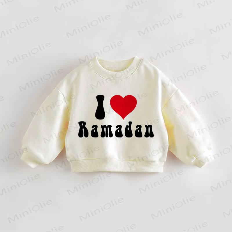 Felpa per neonati e bambini piccoli I LOVE RAMADAN - Crema - 3-5T - image 1