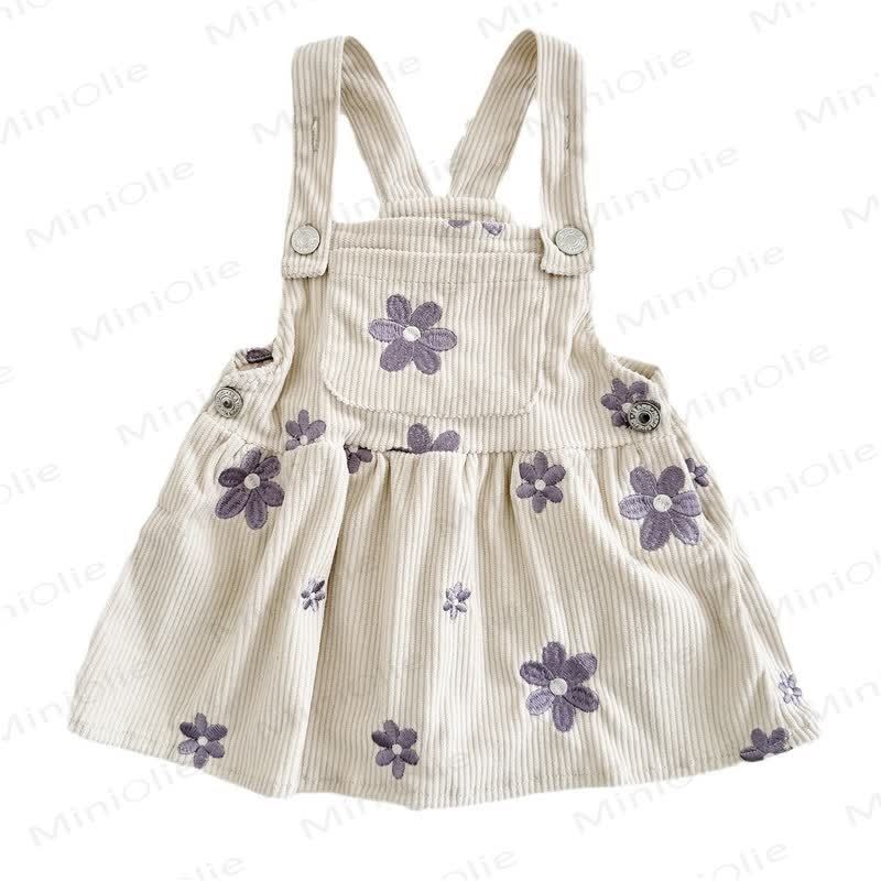 Vestito in maglia floreale ricamato viola per bambina - image 5