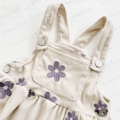 Vestito in maglia floreale ricamato viola per bambina - image 6