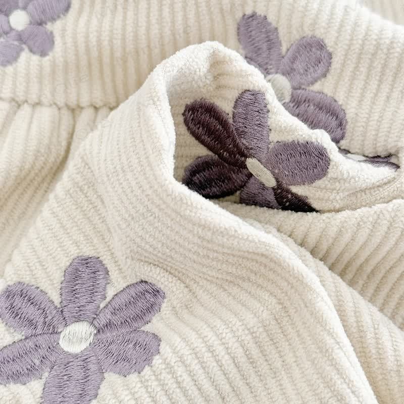 Vestito in maglia floreale ricamato viola per bambina - image 8