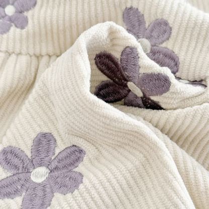 Vestito in maglia floreale ricamato viola per bambina - image 8