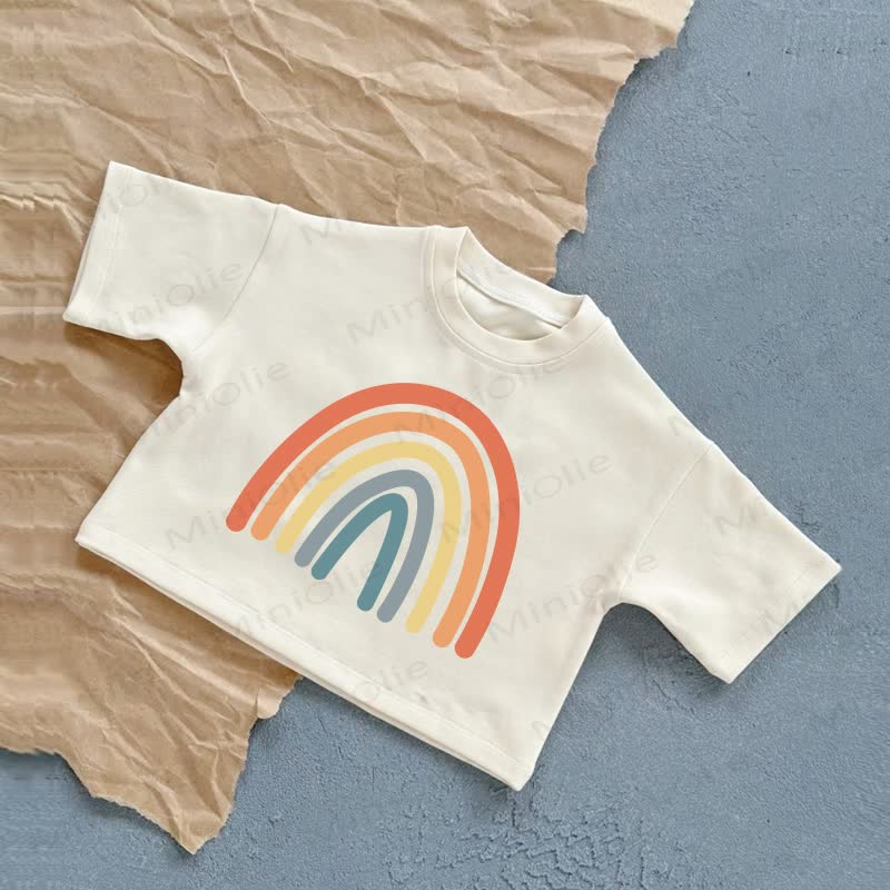 Maglietta casual estiva con motivo arcobaleno per bambini - Bianco - 2-3T - image 2