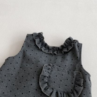 Set da 3 pezzi con fiocco grigio a pois per bambina - image 9