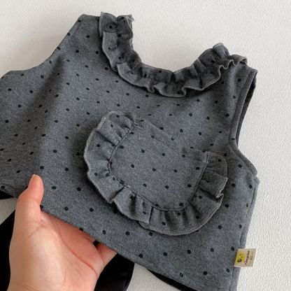 Set da 3 pezzi con fiocco grigio a pois per bambina - image 10