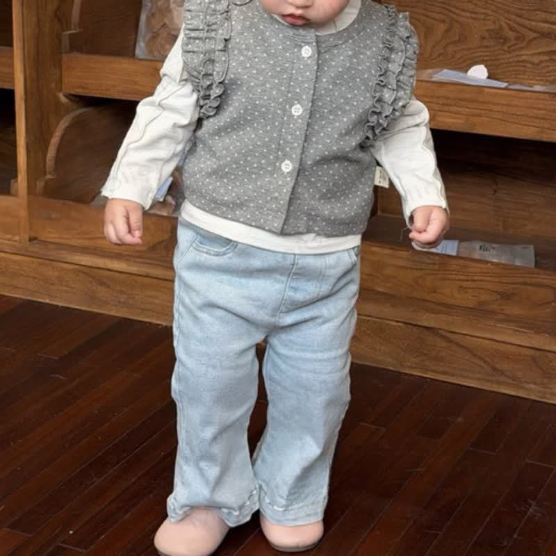 Pantaloni di jeans tinta unita per neonati e bambini - image 5