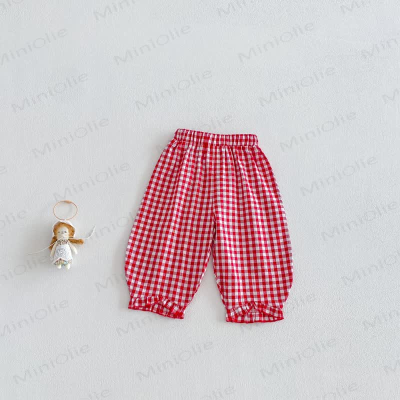 Pantaloni a quadri per bambina - Plaid rosso bianco - 5-7T - image 8