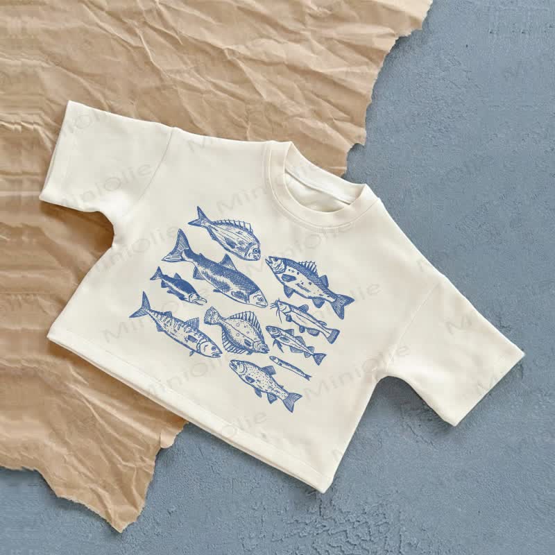 Maglietta estiva casual con motivo Baby Sea Fish - Bianco - 2-3T - image 1
