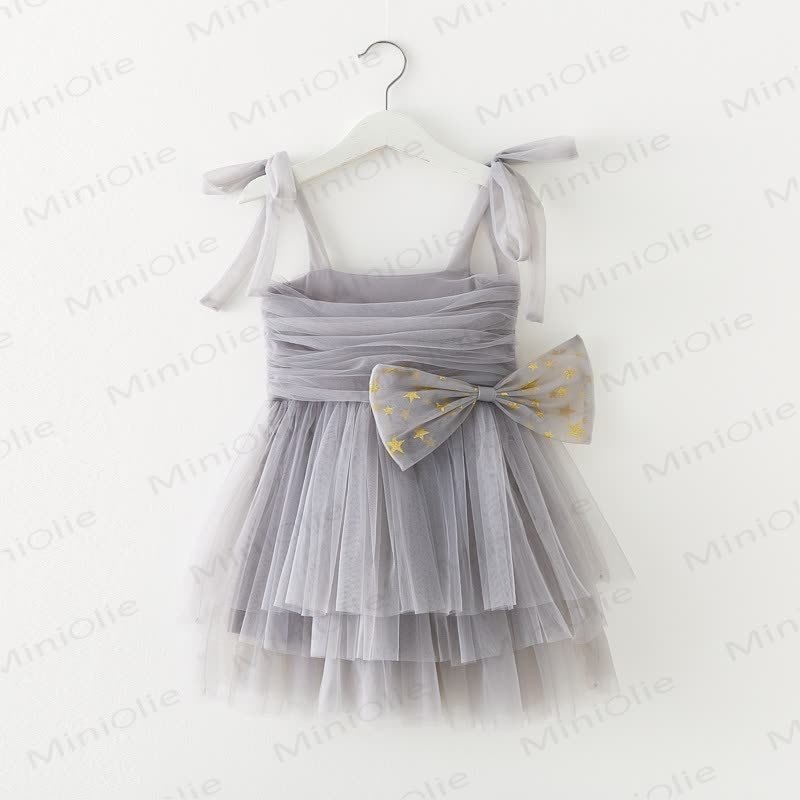 Vestito in rete con fiocchi per bambina - Grigio chiaro - 8 anni - image 4