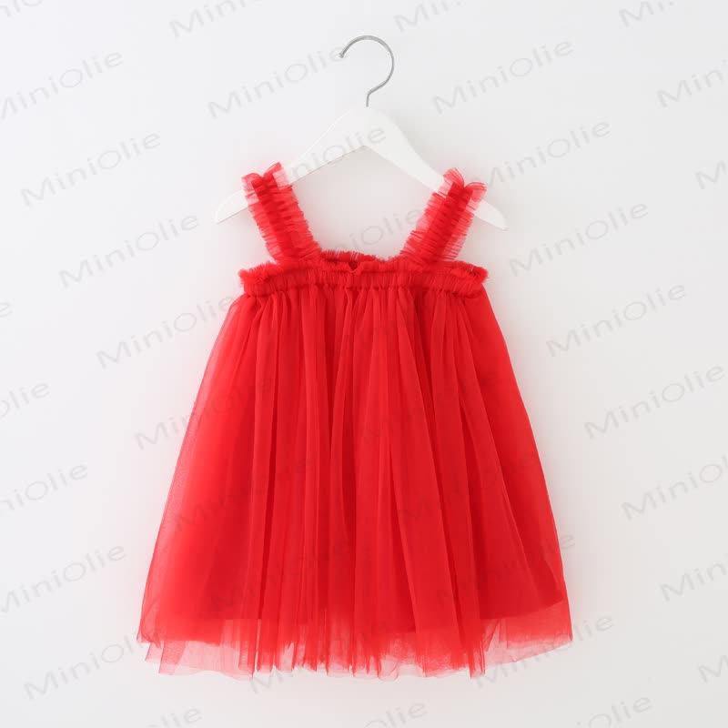 Vestito in rete tinta unita per bambina - Rosso - 8 anni - image 5