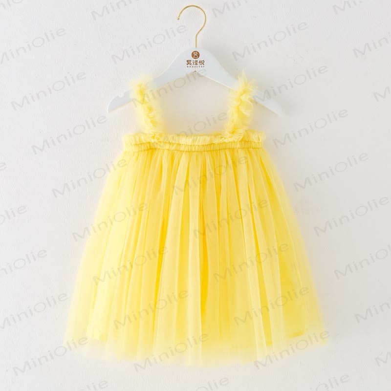 Vestito in rete tinta unita per bambina - Giallo chiaro - 8 anni - image 11