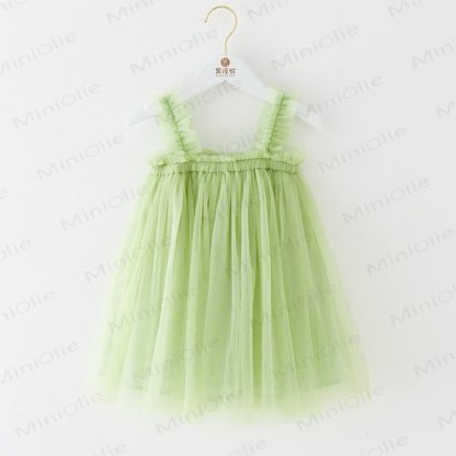 Vestito in rete tinta unita per bambina - Avocado verde - 8 anni - image 15