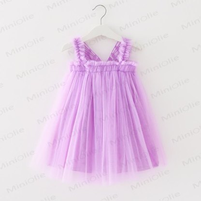 Vestito in rete tinta unita per bambina - Viola - 8 anni - image 16