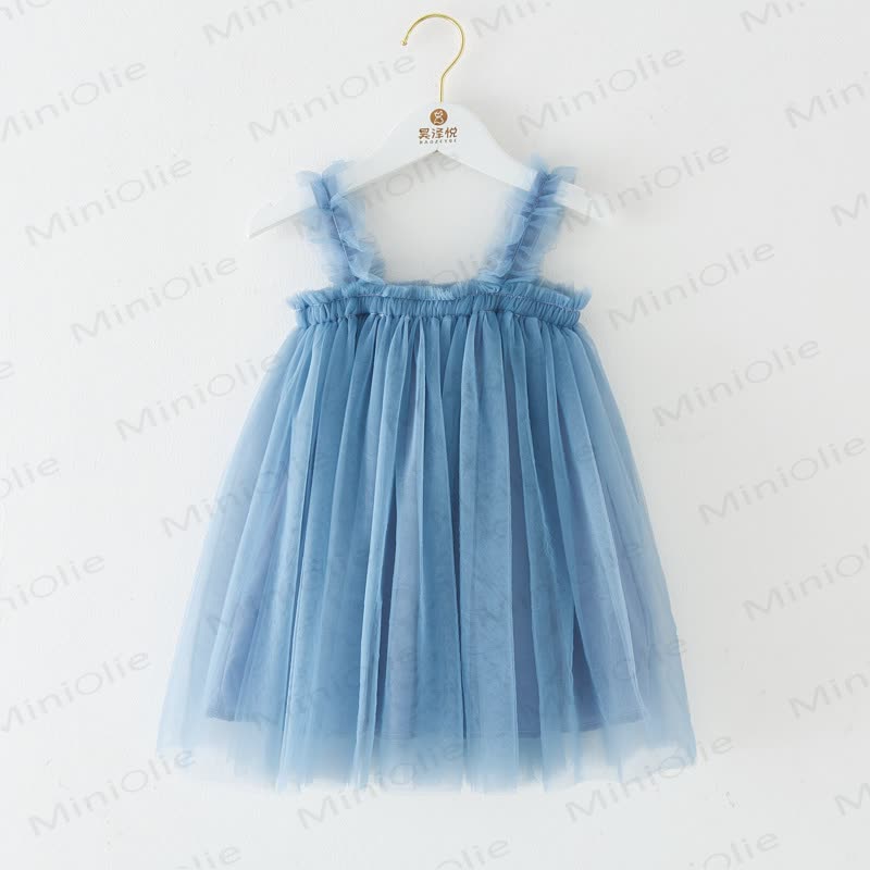 Vestito in rete tinta unita per bambina - Blu nebbioso - 8 anni - image 19