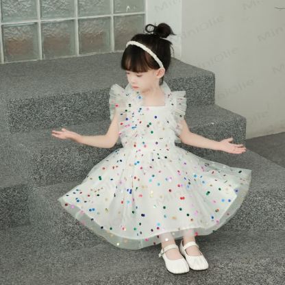 Vestito in rete con paillettes per bambina - Bianco - 10 anni - image 2