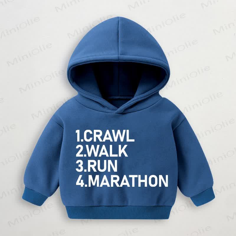 1. GATTINARE 2. CAMMINARE 3. CORRERE 4. MARATONA Felpa con cappuccio blu per bambini - Blu - 3-5T - image 1