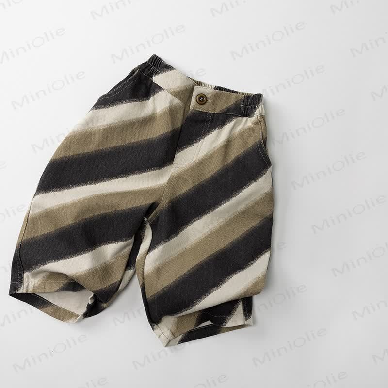 Pantaloni larghi a righe beige e caffè per neonati e bambini - Strisce beige caffè - 8 anni - image 1