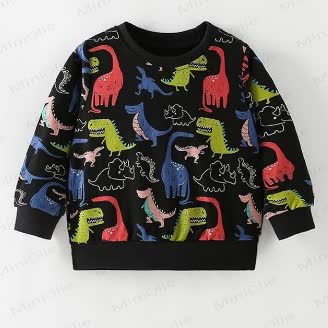 Felpa girocollo con dinosauro per bambini piccoli - Nero - 8 anni - image 1