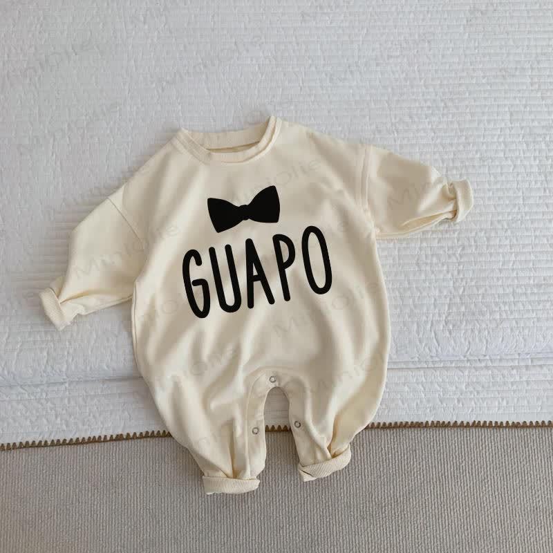 Guapo pagliaccetto beige con fiocco per neonato - Beige - 2-3T - image 1