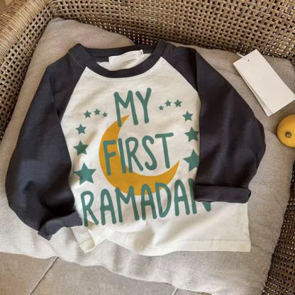 MY FIRST RAMADAN Maglietta raglan grigio scuro per neonati - Grigio scuro - 2-3T - image 1