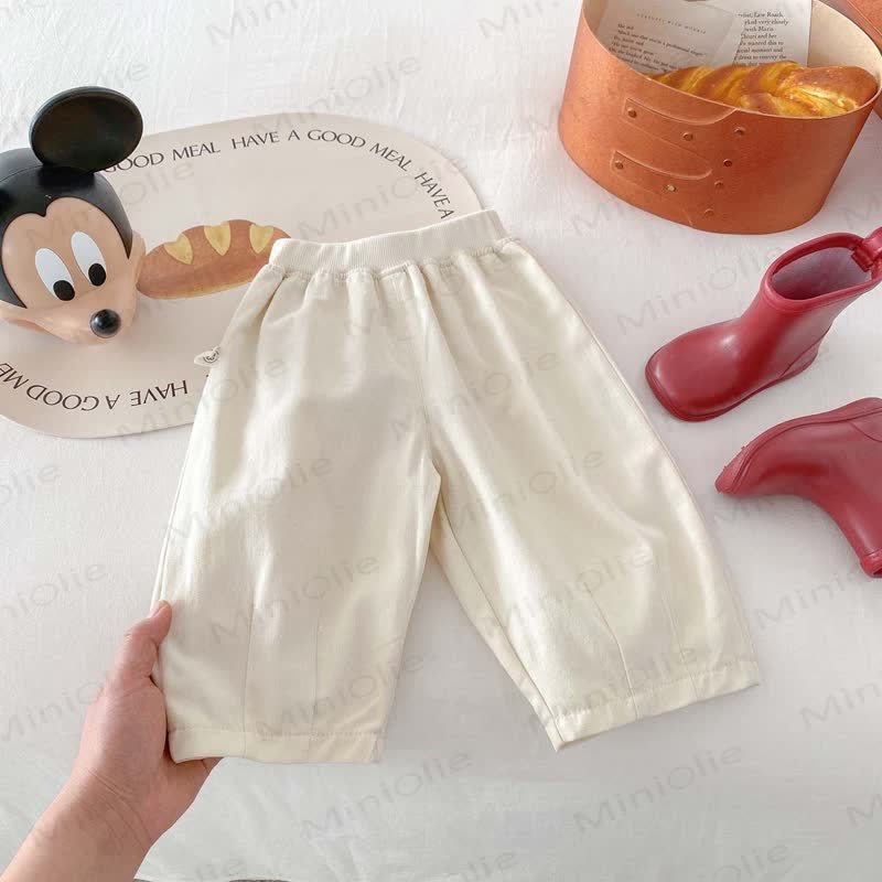 Pantaloni tinta unita con orlo per neonati e bambini - Beige - 3-5T - image 5