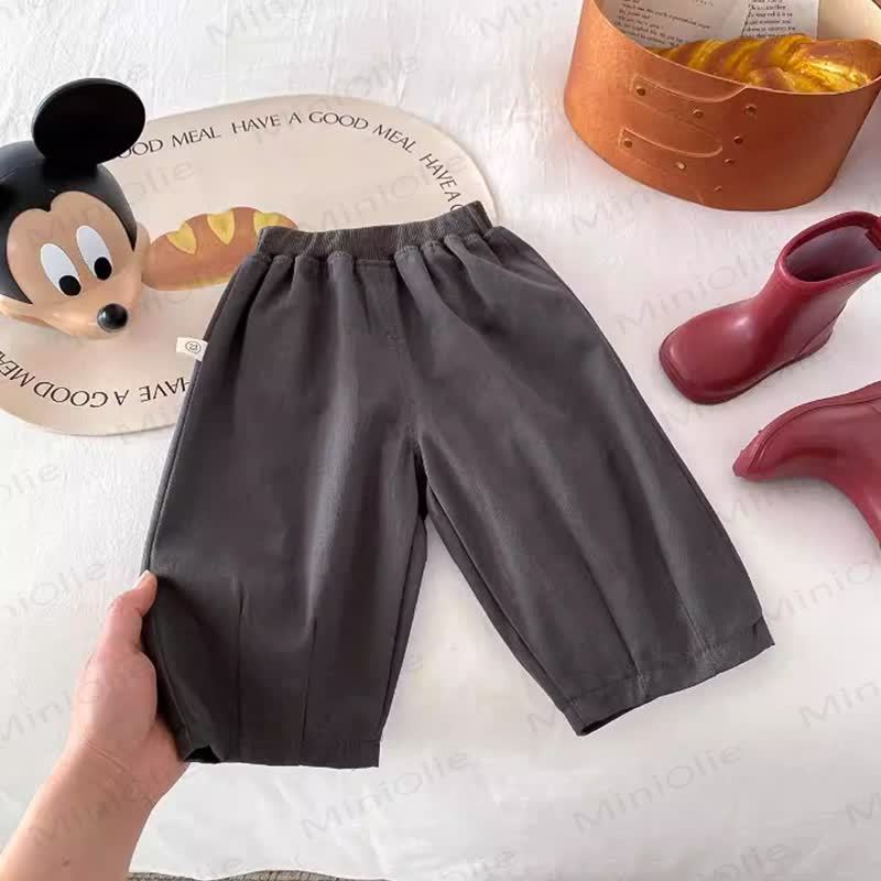 Pantaloni tinta unita con orlo per neonati e bambini - Grigio - 3-5T - image 7